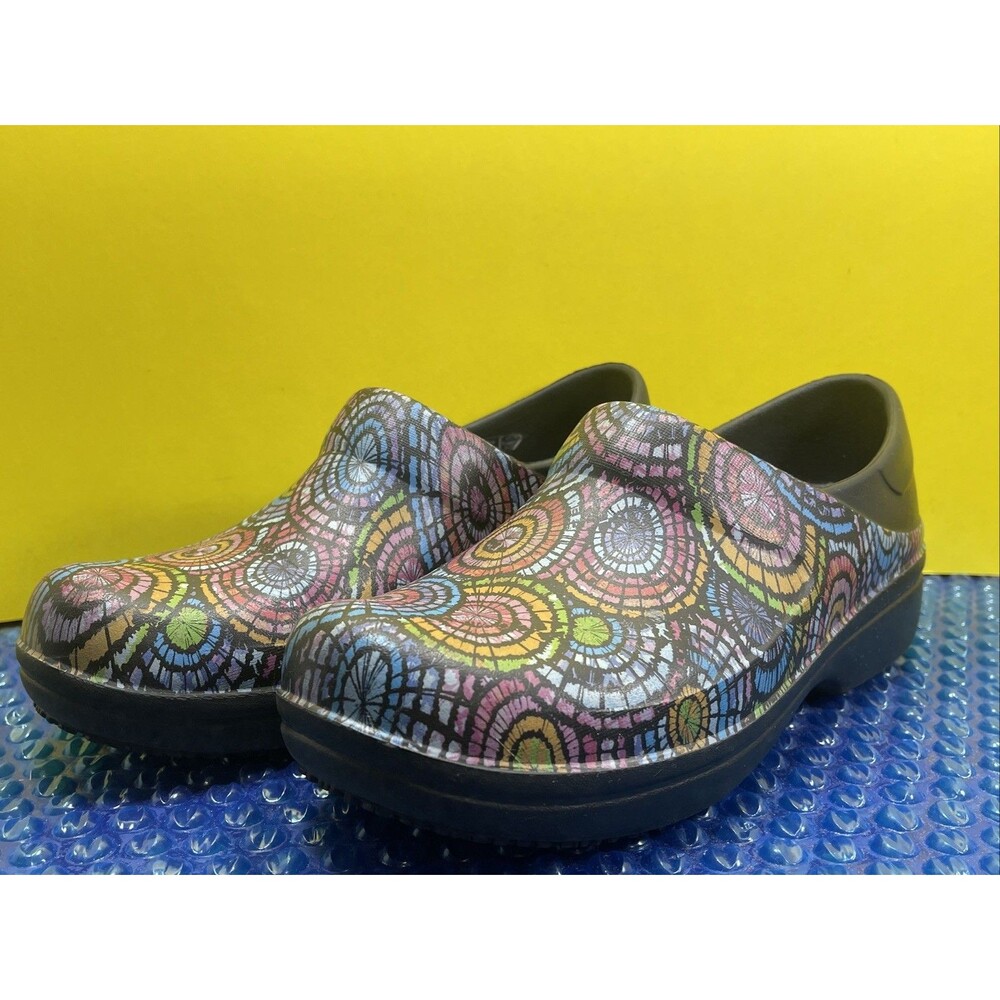 Crocs Dual Comfort Neria Pro II Womens 8 Blue Black Nurse Shoes Clog Graphic